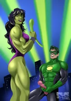 She Hulk- Green Lantern- Green Meeting She Hulk- Green Lantern