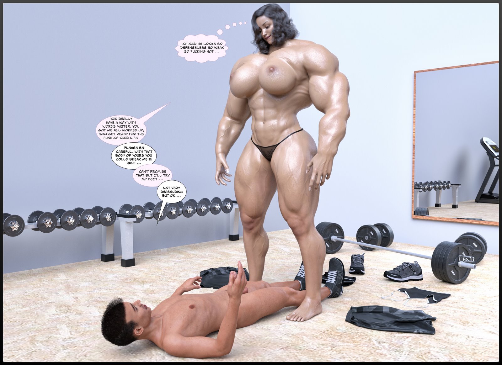 Female muscle domination comics