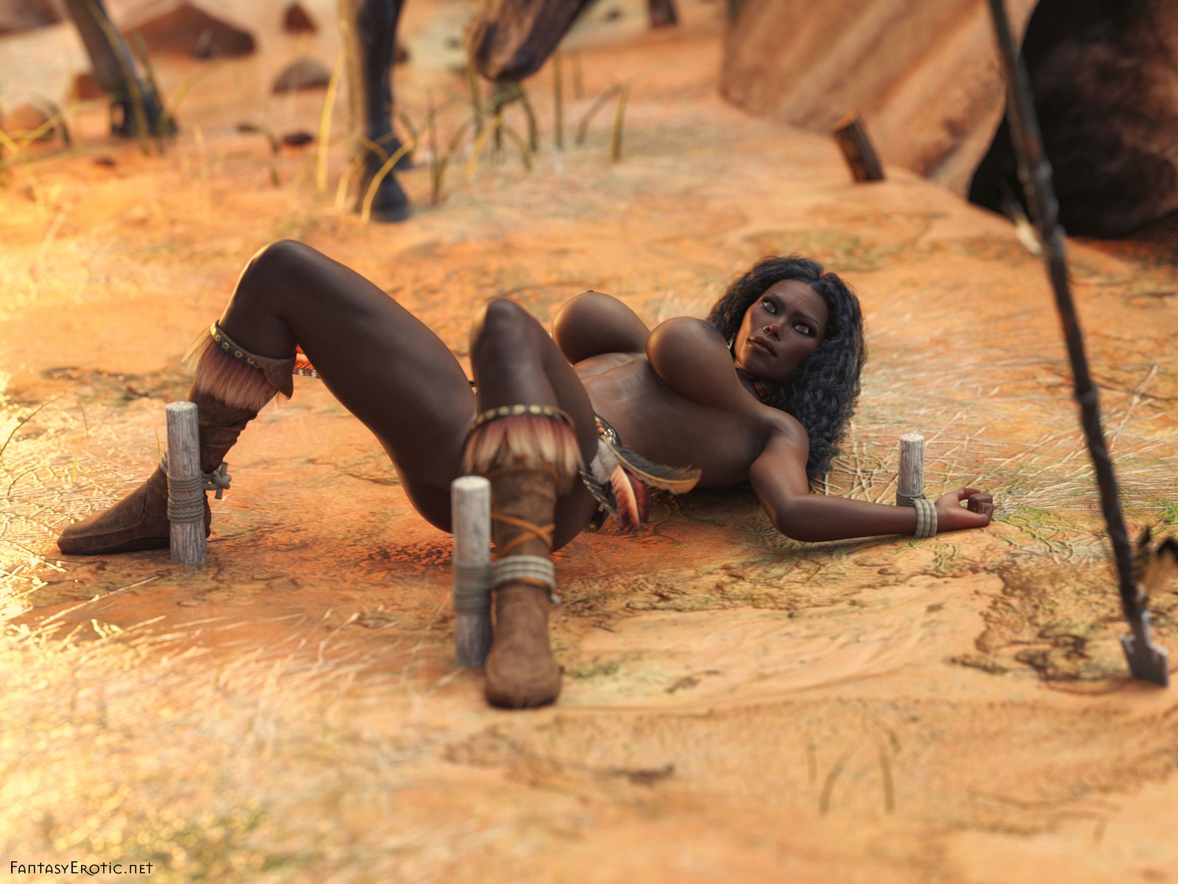 Native american erotic warrior takes captive black horse