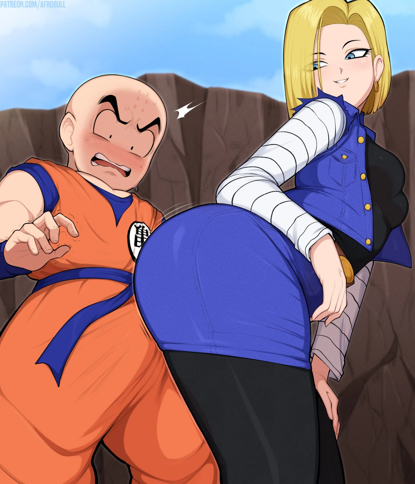 Android 18 in a seductive and alluring stance
