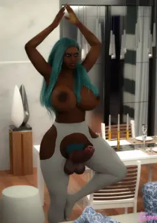 Black Futanari chilling at home (4)