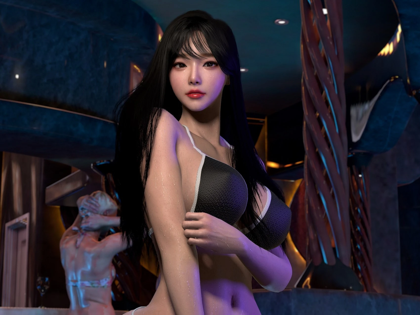 blonde bombshell by the pool in vamonly