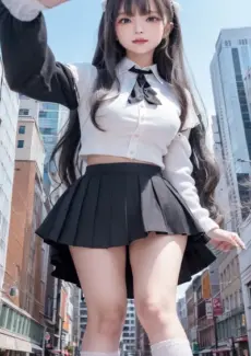Yasu-tsuyokute – Giant girl looking down