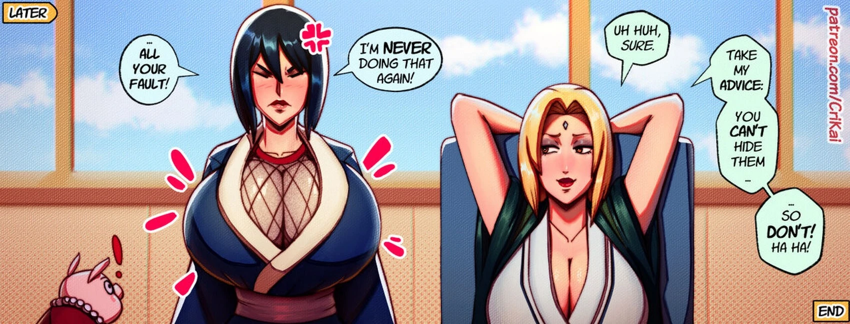 Flowing movement of Tsunade's body